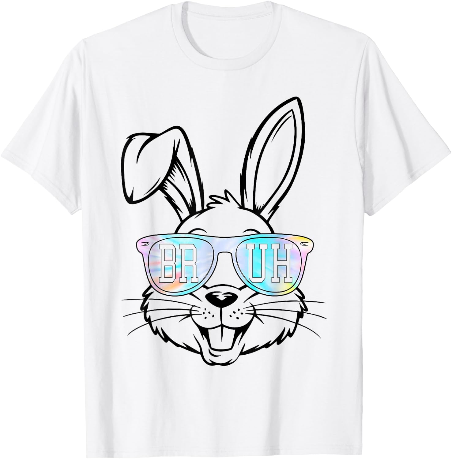 Tie Dye Bunny Rabbit Sunglasses Bruh Easter Boys Teens Kids T-Shirt - T-Shirt | White