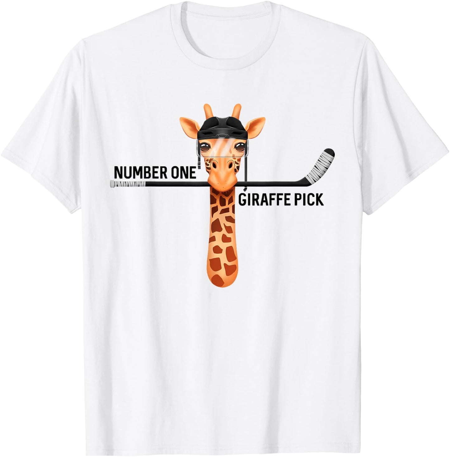 Number One Giraffe Pick Funny Hockey Giraffe T-Shirt - T-Shirt | White