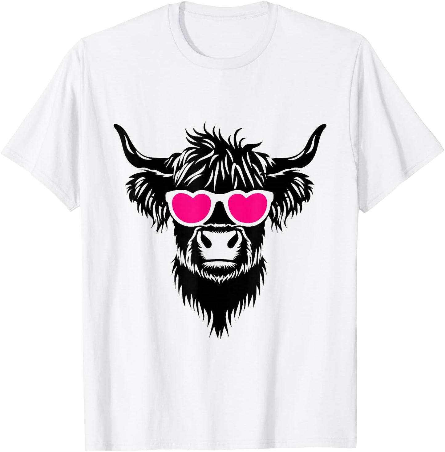 Cute Fluffy Farm Animals Highland Cow T-Shirt - T-Shirt | White