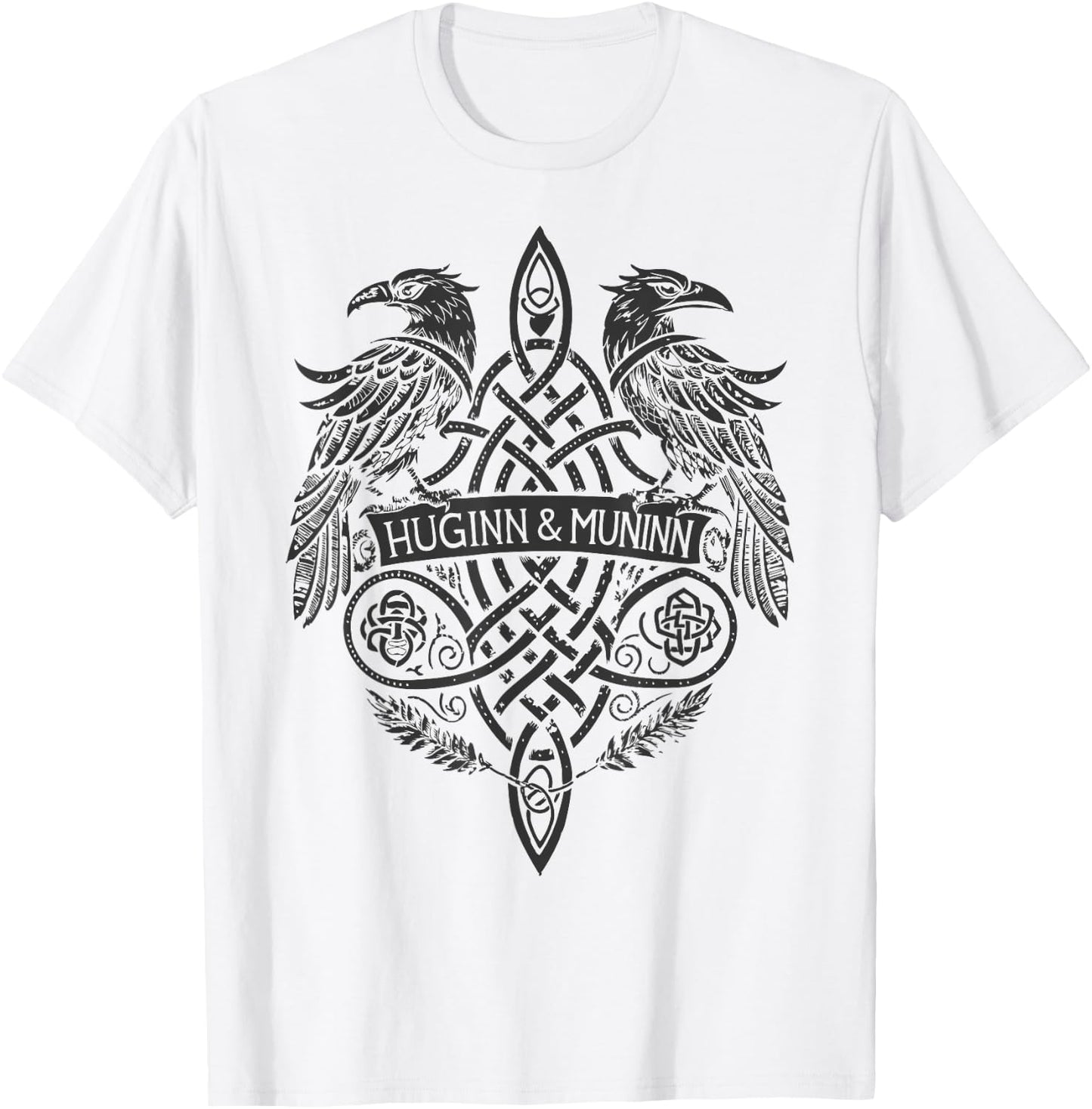 Viking Symbol – Huginn & Muninn Celtic Knotwork T-Shirt - T-Shirt | White