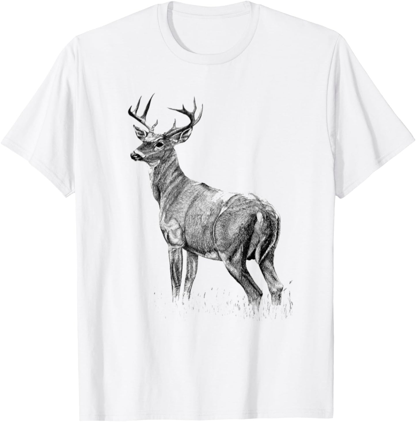 Cute Deer Whitetail Buck Illustration Graphic Boy And Girl T-Shirt - T-Shirt | White