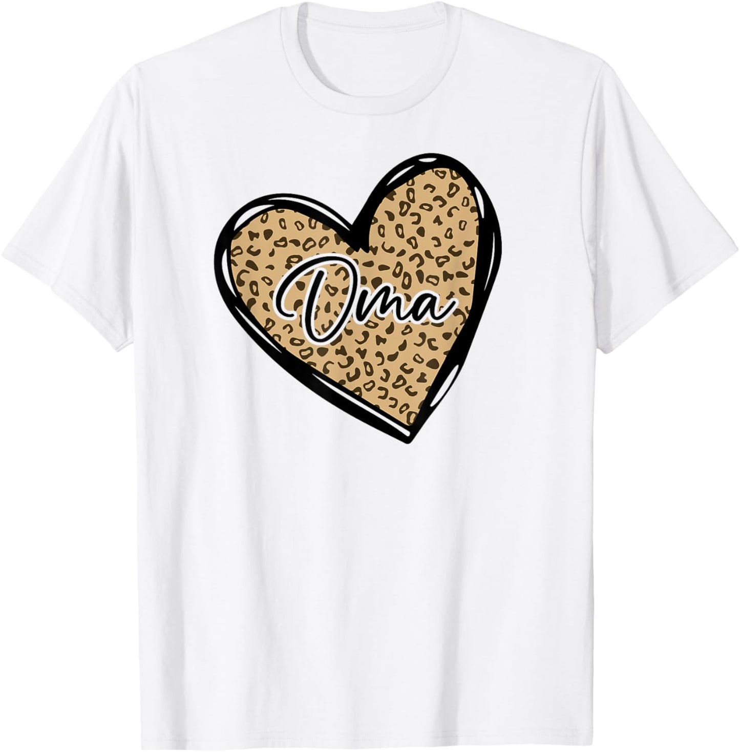 Oma Shirts Leopard Print Mom Cheetah Love Heart T-Shirt - T-Shirt | White