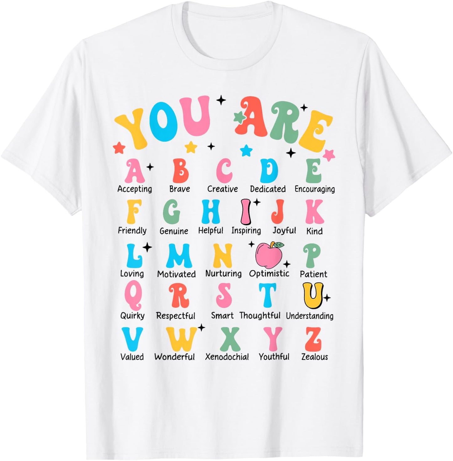 Alphabet Elementary School Kindergarten Teachers Students T-Shirt - T-Shirt | White