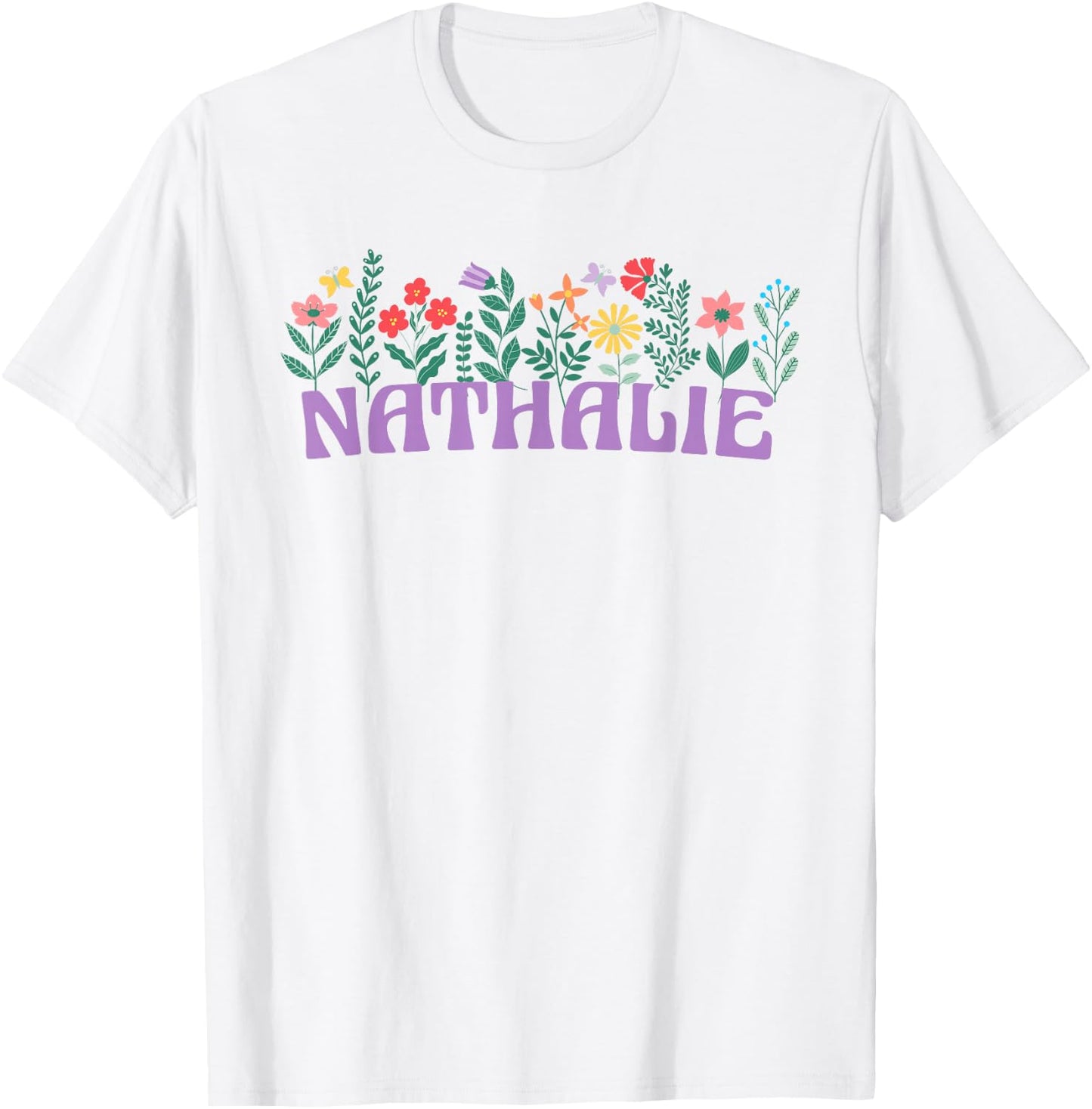 Wildflower Floral Nathalie Name Mother's Day Women's , white, S T-Shirt - T-Shirt | White