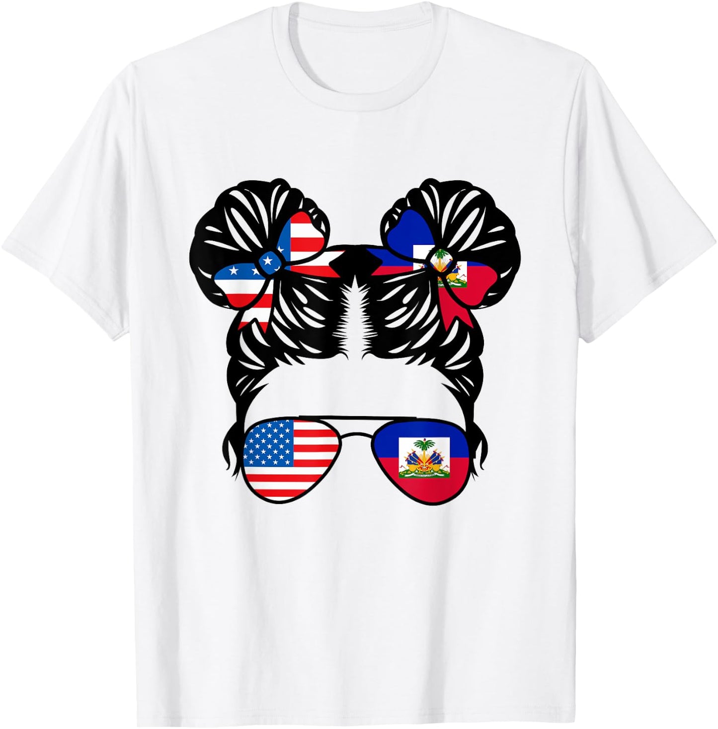 Half American Half Haitian Girl USA Haiti Flag Patriot T-Shirt - T-Shirt | White