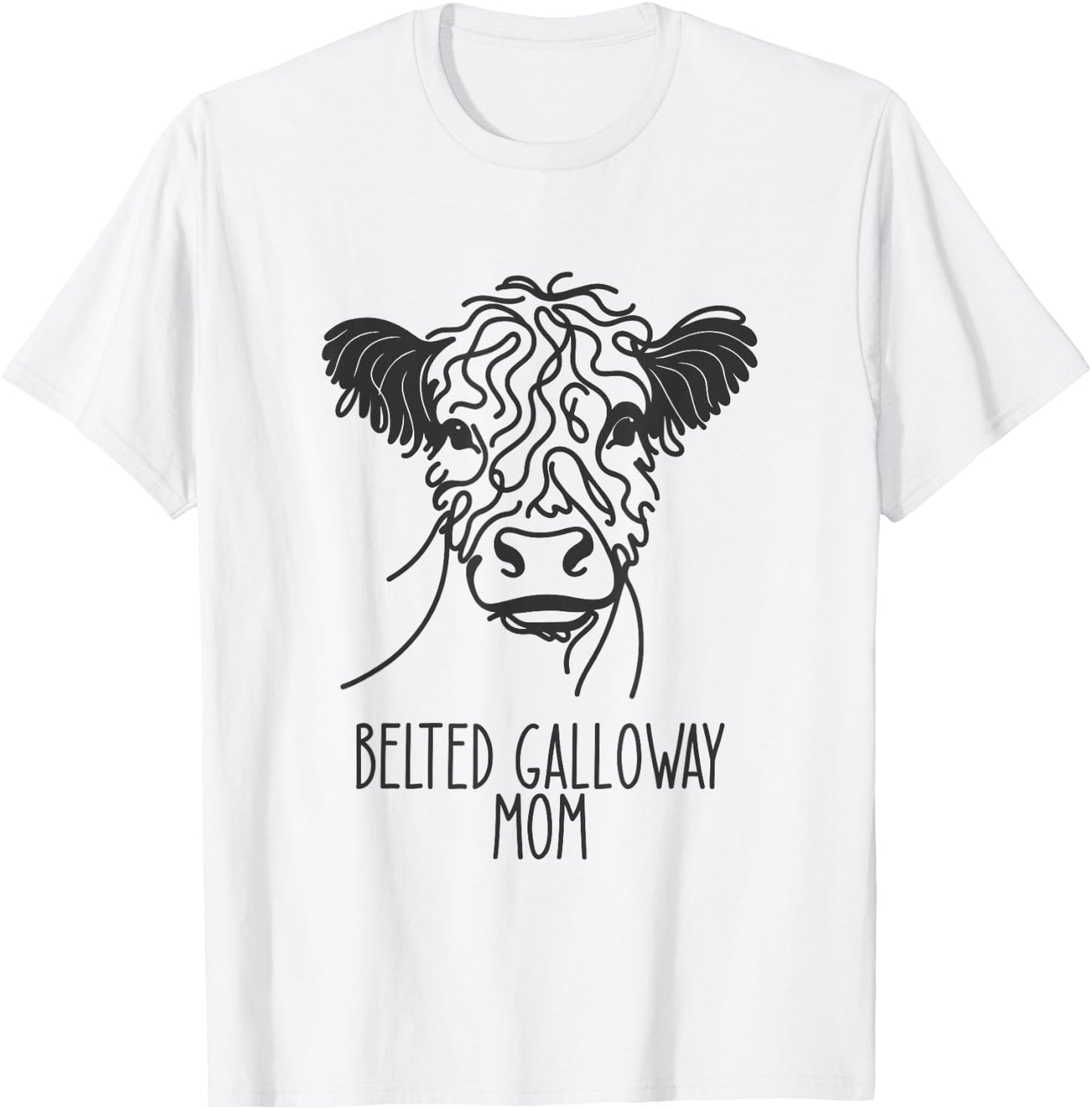 Line Art Best Cow Mom Women's Galloway with Belt T-Shirt - T-Shirt | White