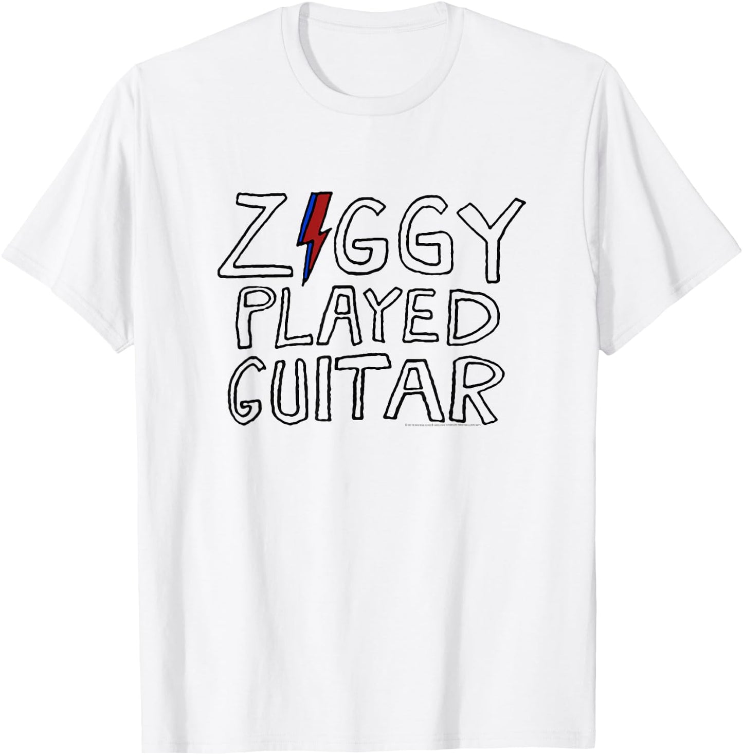 David Bowie - Ziggy Played Guitar Sketch Lyric T-Shirt - T-Shirt | White