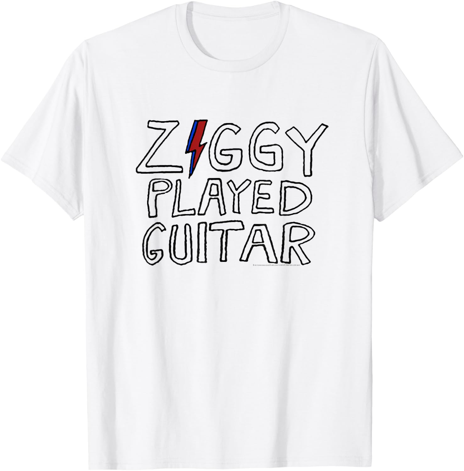 David Bowie - Ziggy Played Guitar Sketch Lyric T-Shirt - T-Shirt | White