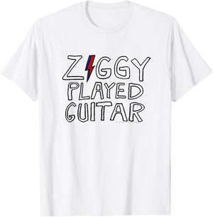 David Bowie - Ziggy Played Guitar Sketch Lyric T-Shirt - T-Shirt | White
