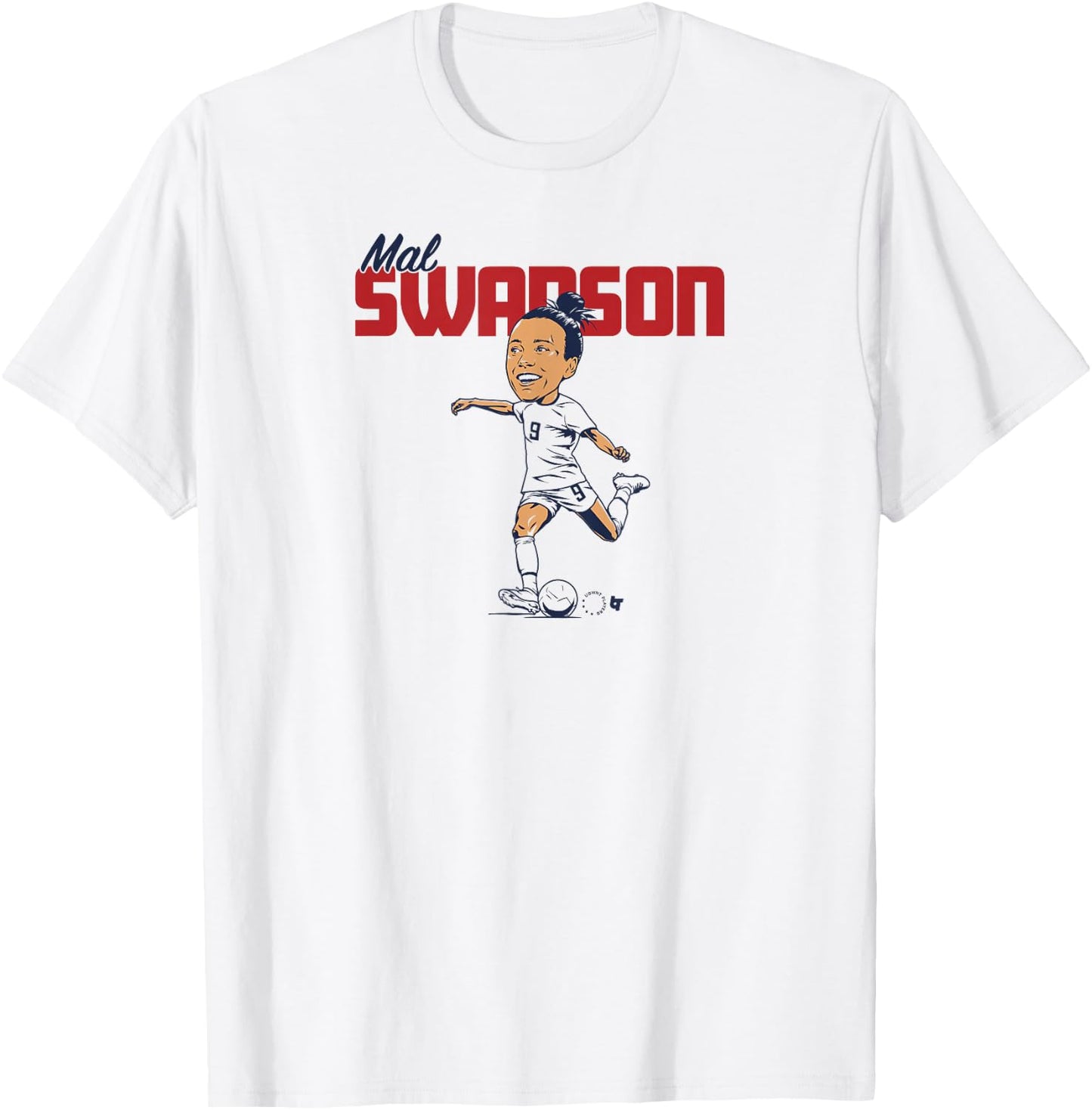 Mal Swanson: Caricature - USWNT Players Association Soccer T-Shirt - T-Shirt | White
