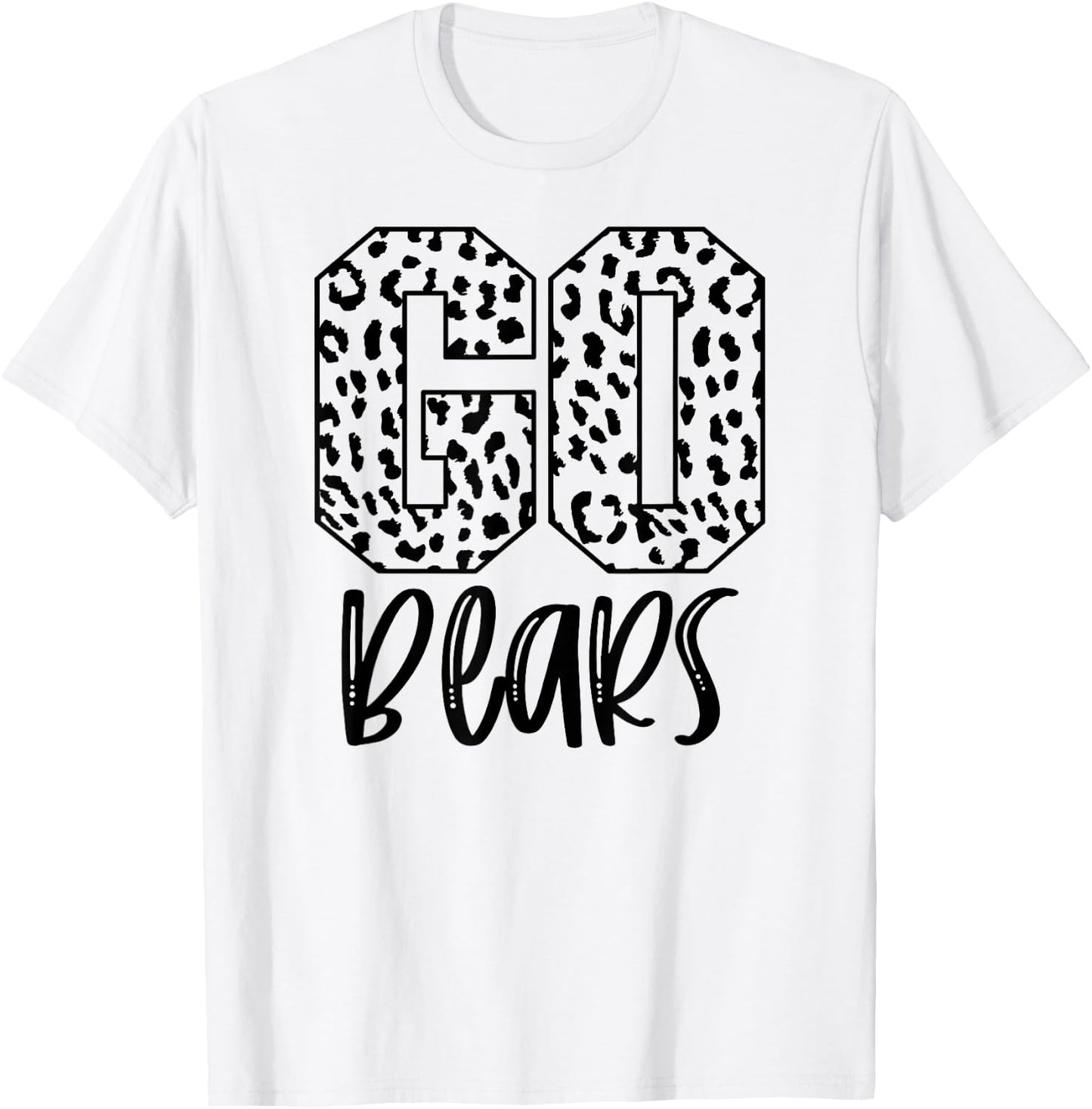 Bears Team Mascot School Spirit Game Night Leopard Print T-Shirt - T-Shirt | White