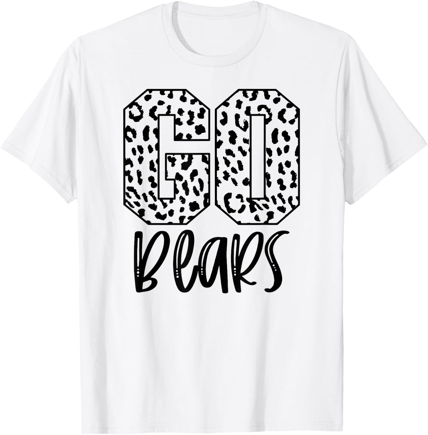 Bears Team Mascot School Spirit Game Night Leopard Print T-Shirt - T-Shirt | White