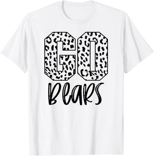 Bears Team Mascot School Spirit Game Night Leopard Print T-Shirt - T-Shirt | White