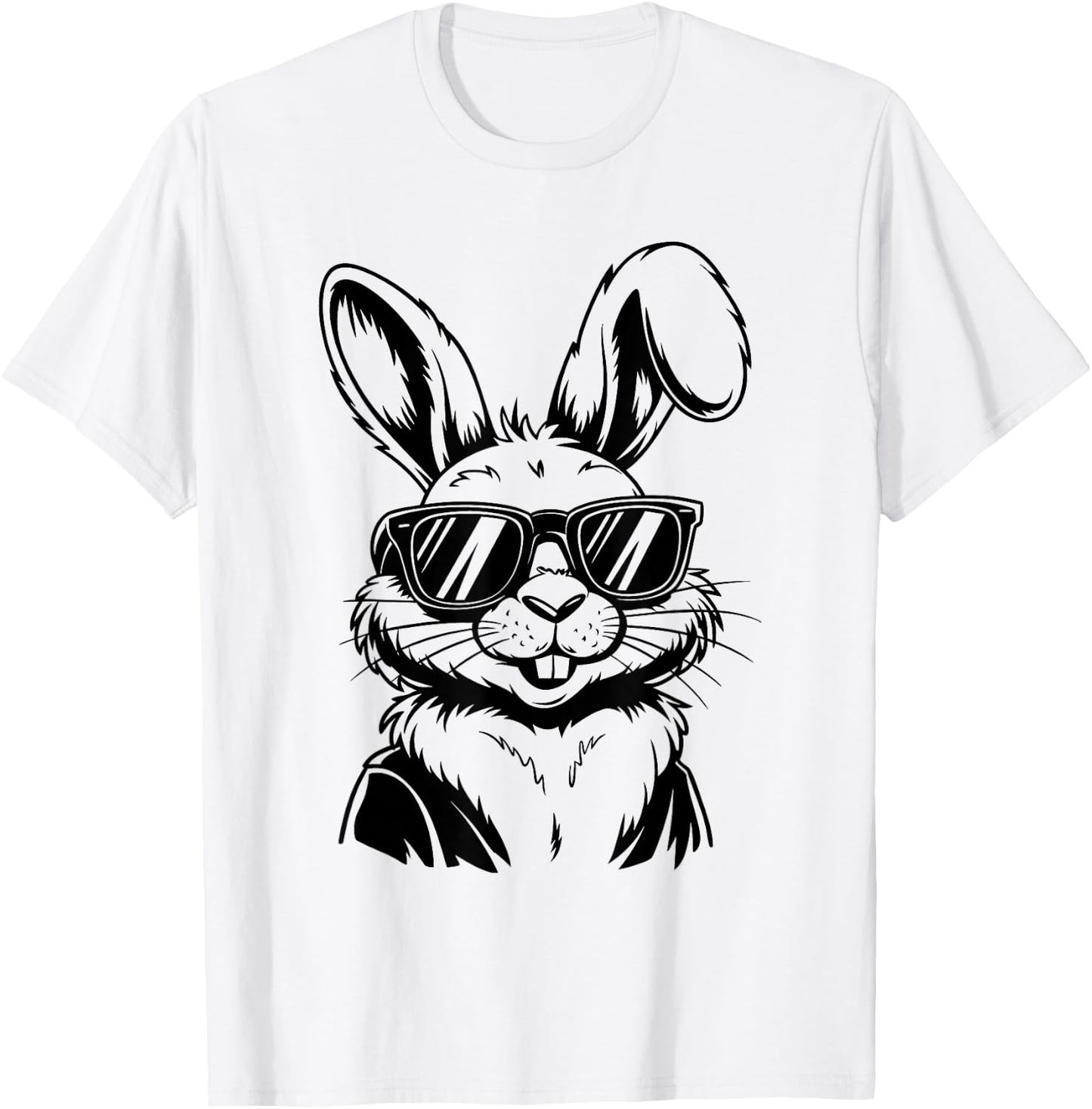 Bunny Face With Sunglasses Boys Kids Rabbit Easter T-Shirt - T-Shirt | White
