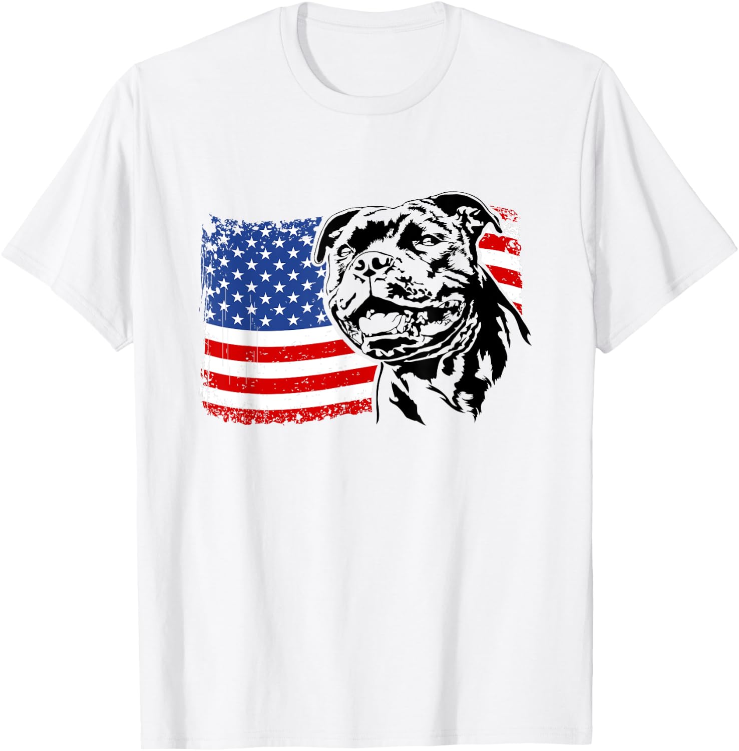 Proud Staffordshire Bull Terrier American Flag patriotic dog Men Women T-Shirt - T-Shirt | White