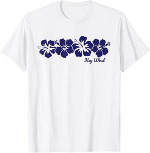Key West Florida Hibiscus Flower Vacation Souvenir T-Shirt - T-Shirt | White