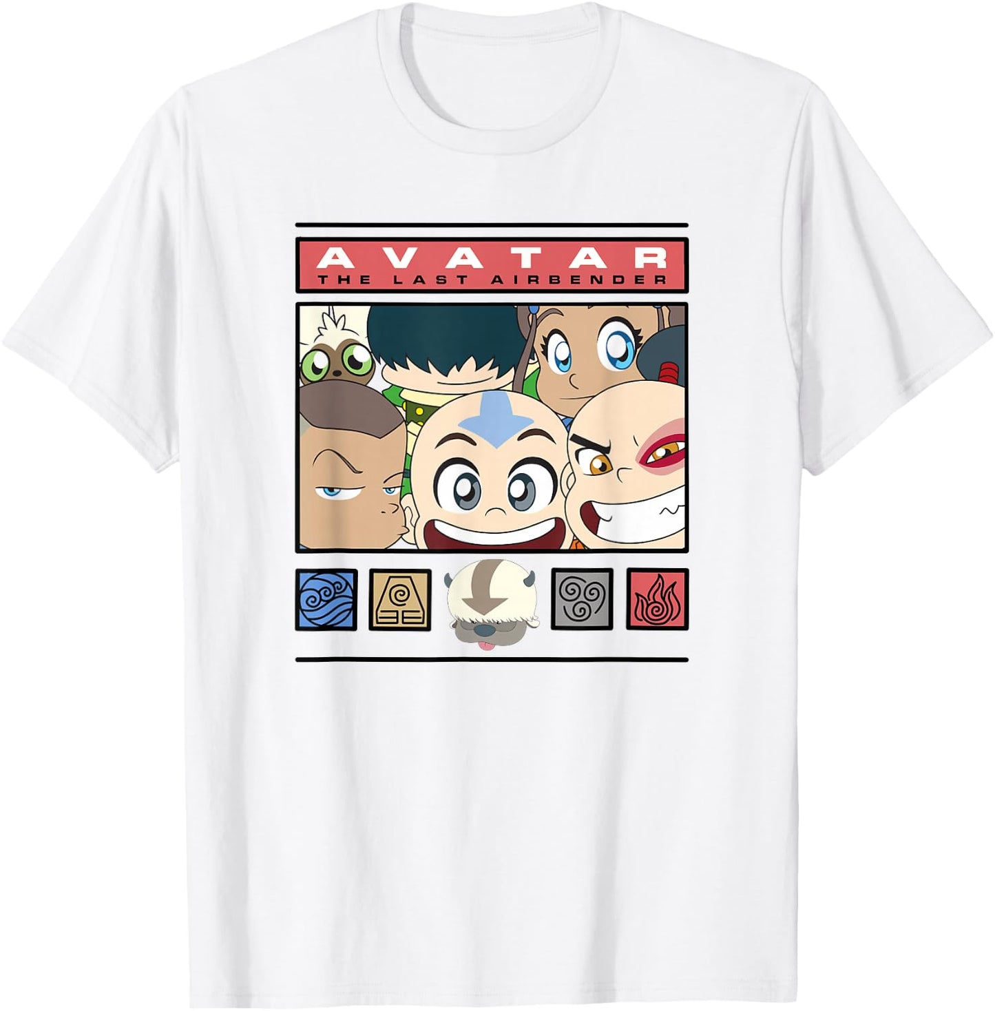 Avatar: The Last Airbender Group Chibi Photo Frame T-Shirt - T-Shirt | White