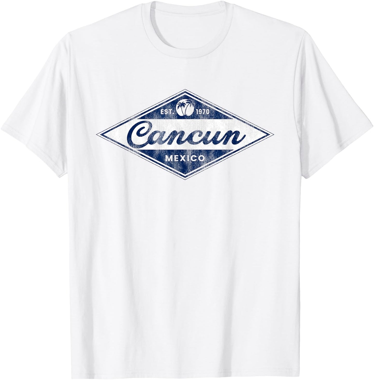 Vintage Cancun Palm Trees retro 70s Surfer Mexican Vacation T-Shirt - T-Shirt | White