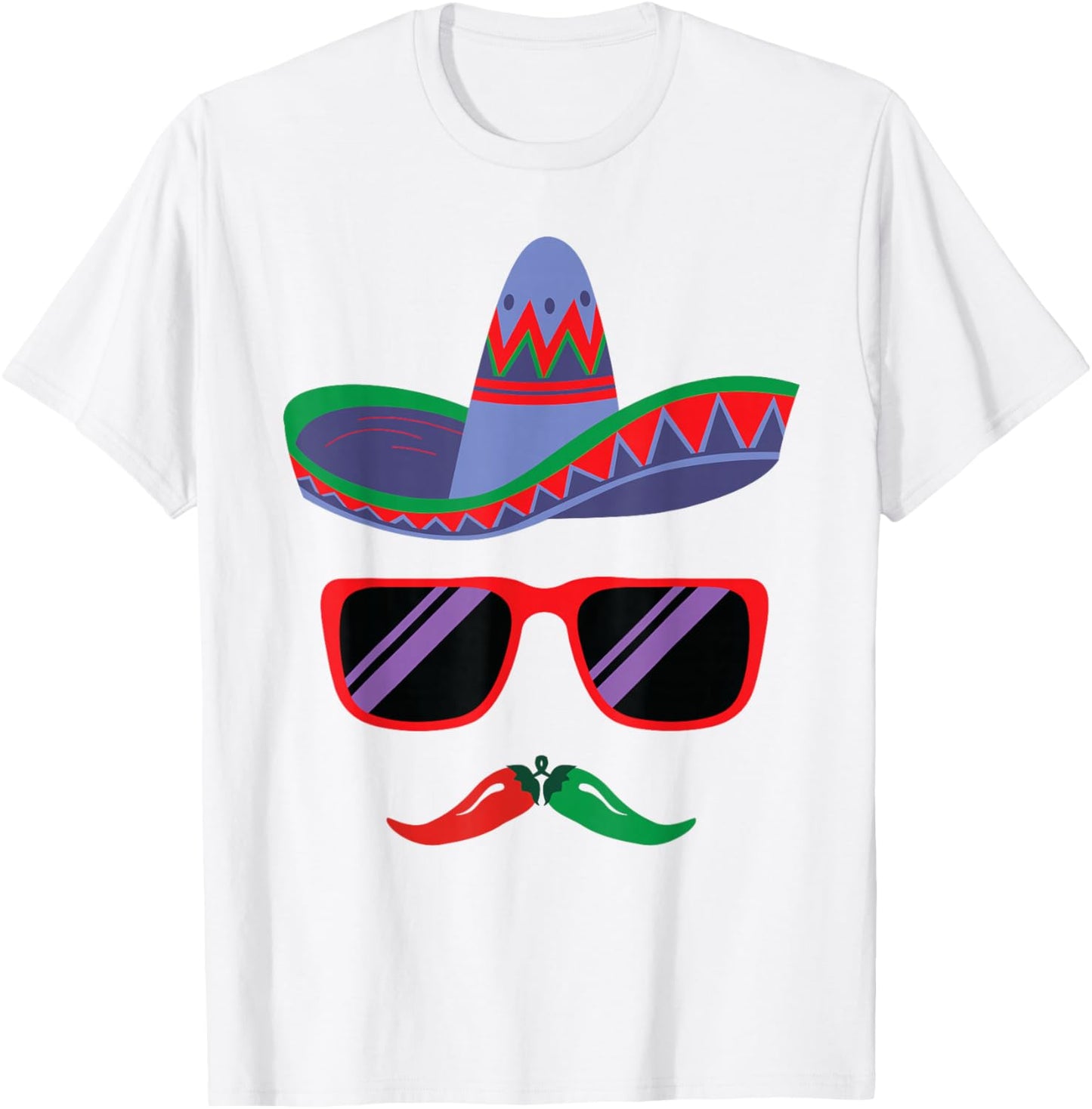 Sombrero Face Cinco De Mayo Mexican Fiesta Party Boys Kids T-Shirt - T-Shirt | White