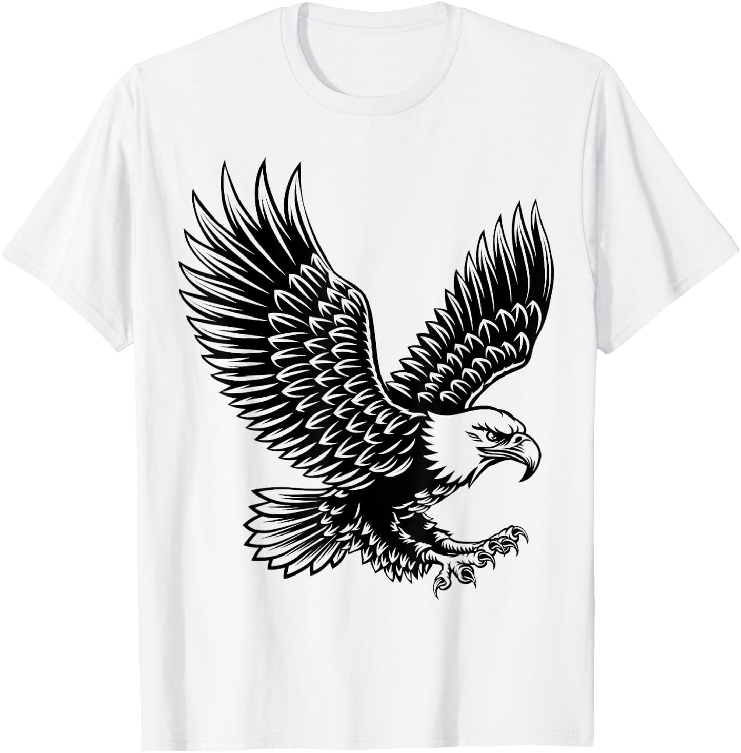 Bald Eagle Bird Wings Spread Flying T-Shirt - T-Shirt | White
