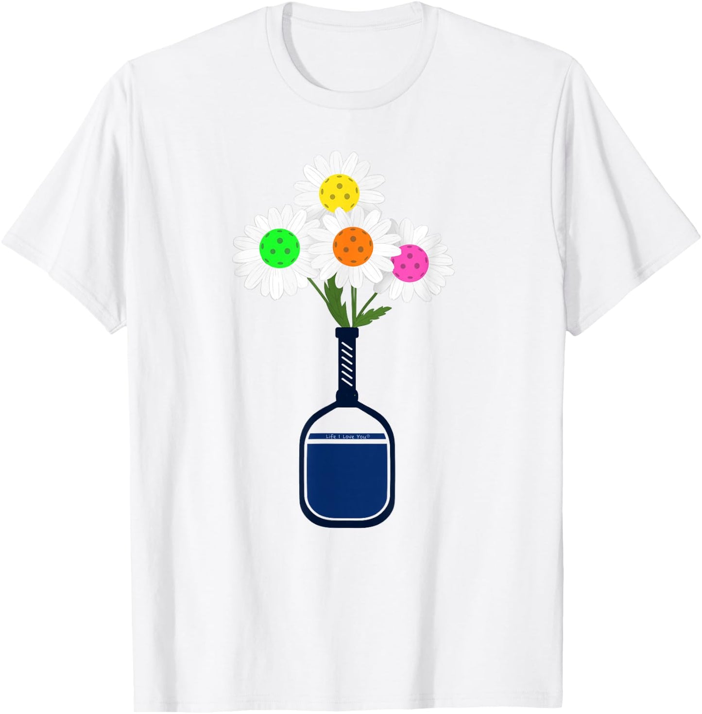 Pretty Pickleball Flowers in Paddle Vase - Pickleball T-Shirt - T-Shirt | White