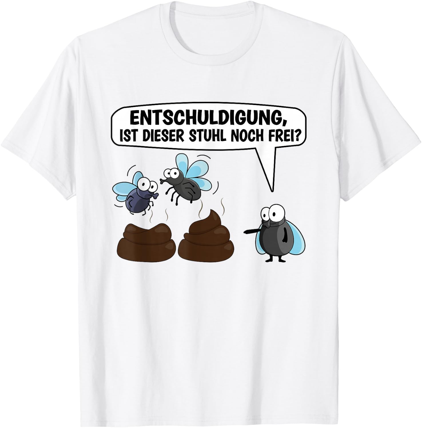Fly Insect Entomology Word Play Poop Funny , gray, s T-Shirt - T-Shirt | White