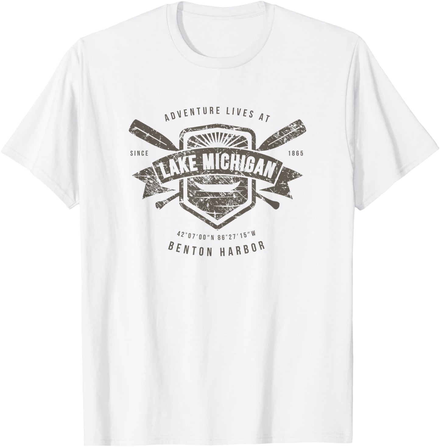 Lake Michigan Benton Harbor Shirt, Fishing Boat Camping Gift T-Shirt - T-Shirt | White