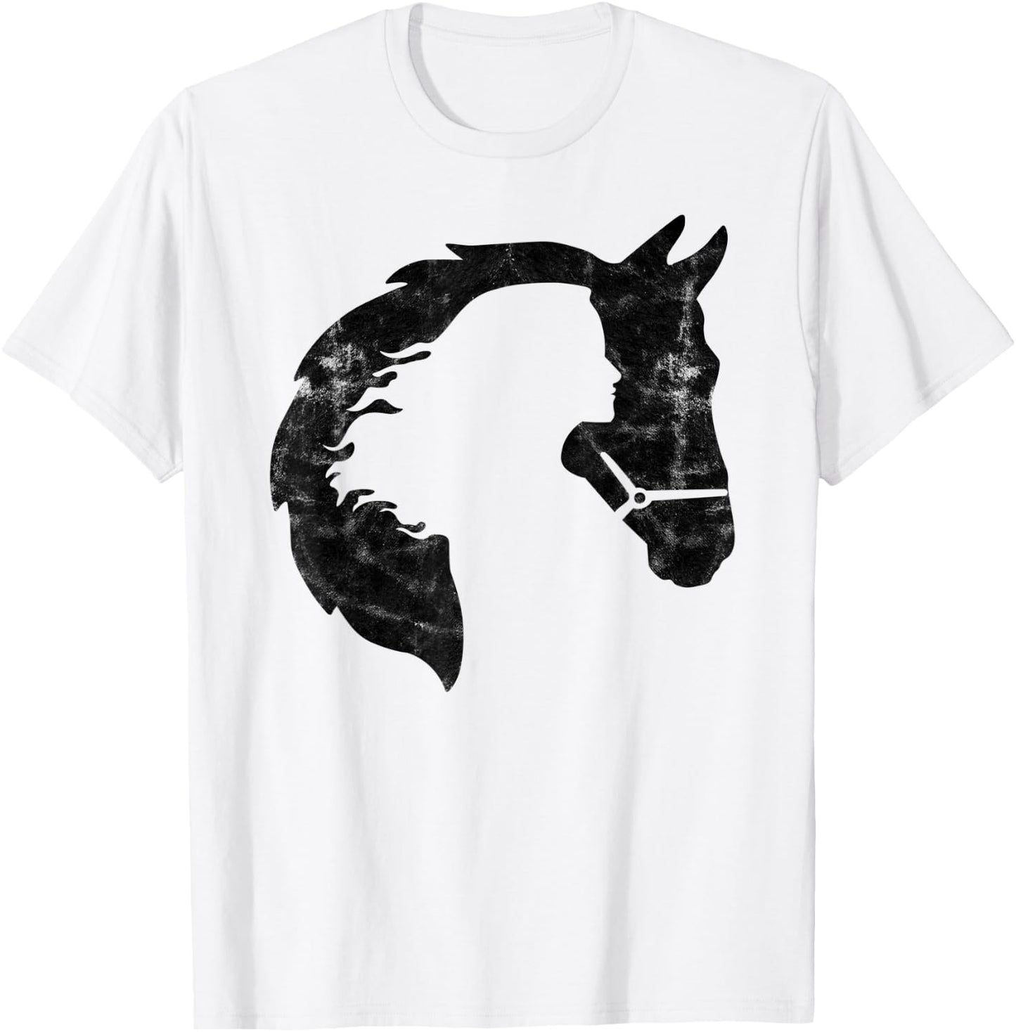 Retro Horse Young Woman With Horse Love Horse Silhouette T-Shirt - T-Shirt | White