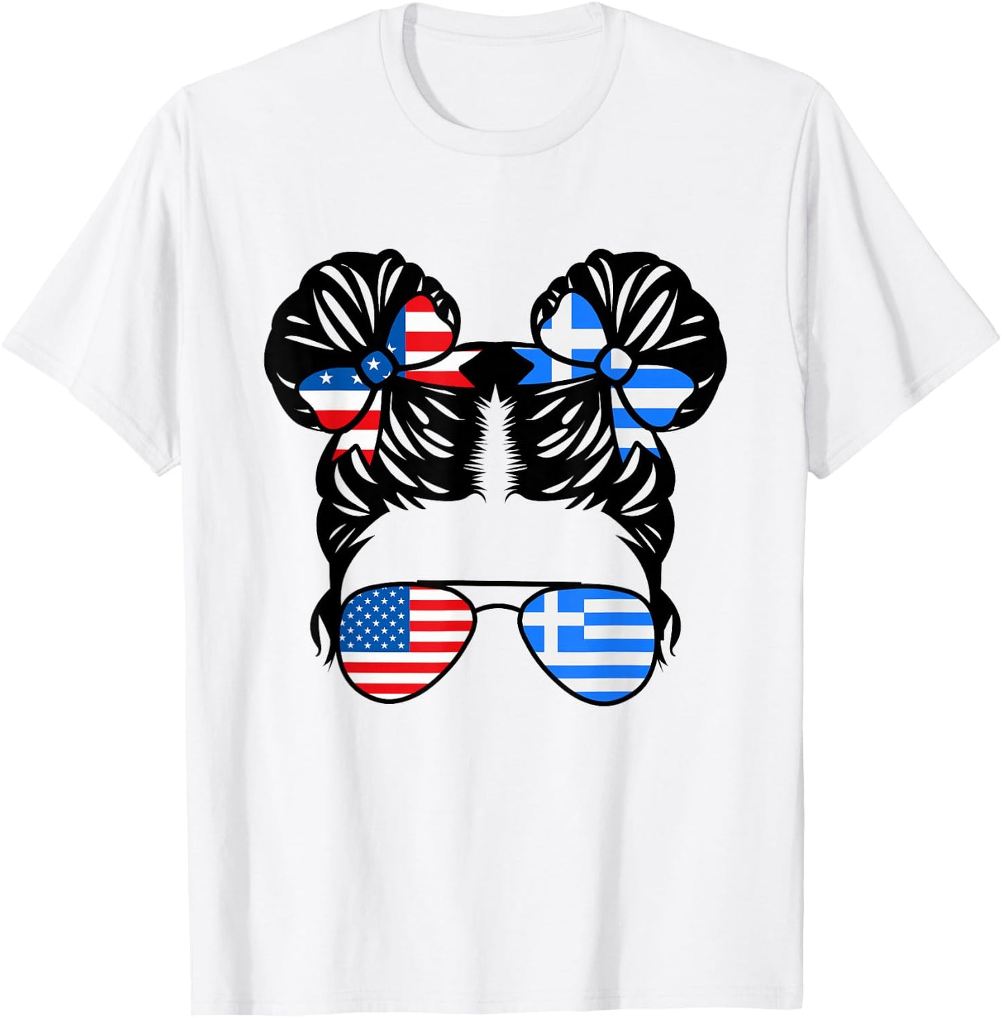 Half American Half Greek Girl USA Greece Flag Patriot T-Shirt - T-Shirt | White