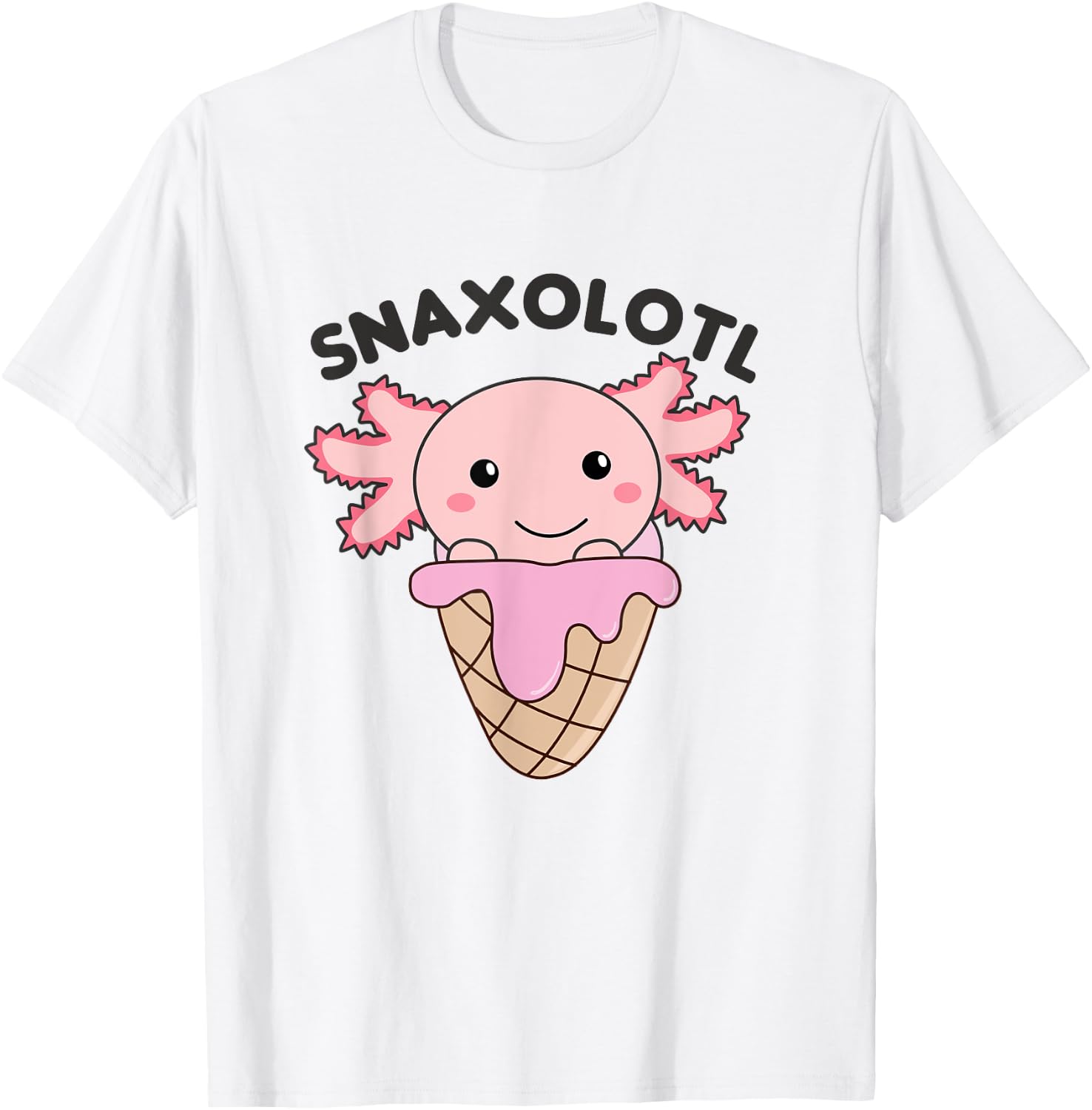 Snacks Pun Snaxolotl Ice Cream Axolotl Men Women Kids T-Shirt - T-Shirt | White
