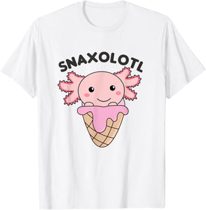 Snacks Pun Snaxolotl Ice Cream Axolotl Men Women Kids T-Shirt - T-Shirt | White
