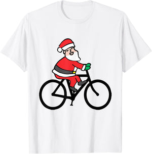Feliz Navidad Funny Santa on a Bike for Christmas T-Shirt - T-Shirt | White