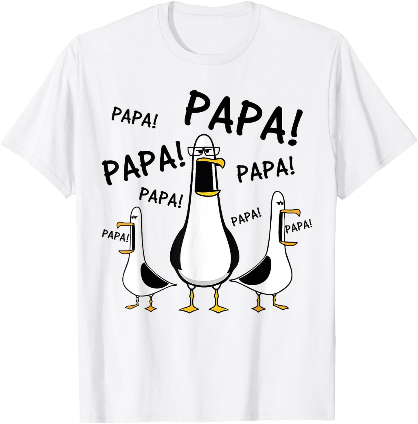 Papa Seagull Funny Dad Bird Humor Father Life T-Shirt - T-Shirt | White