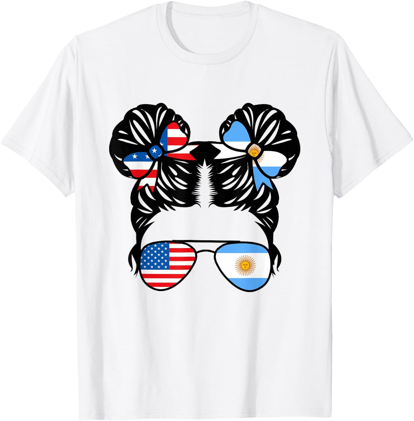Half American Argentinian Girl USA Argentina Flag Patriot T-Shirt - T-Shirt | White