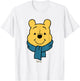 Disney Winnie The Pooh Big Face Blue Scarf Winter T-Shirt - T-Shirt | White