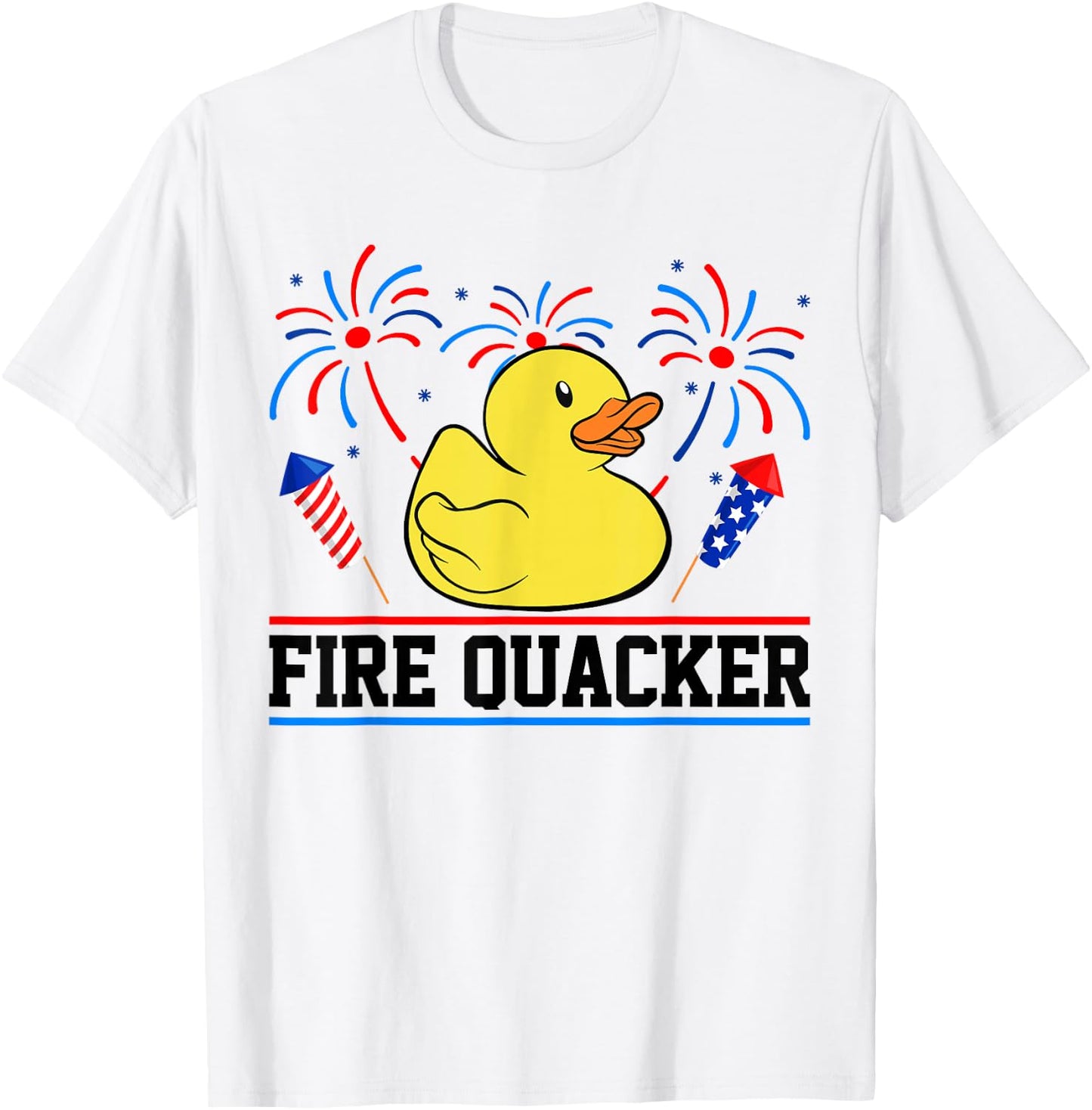 Fire Funny Quacker Rubber Duck 4th Of July Firework Family T-Shirt - T-Shirt | White