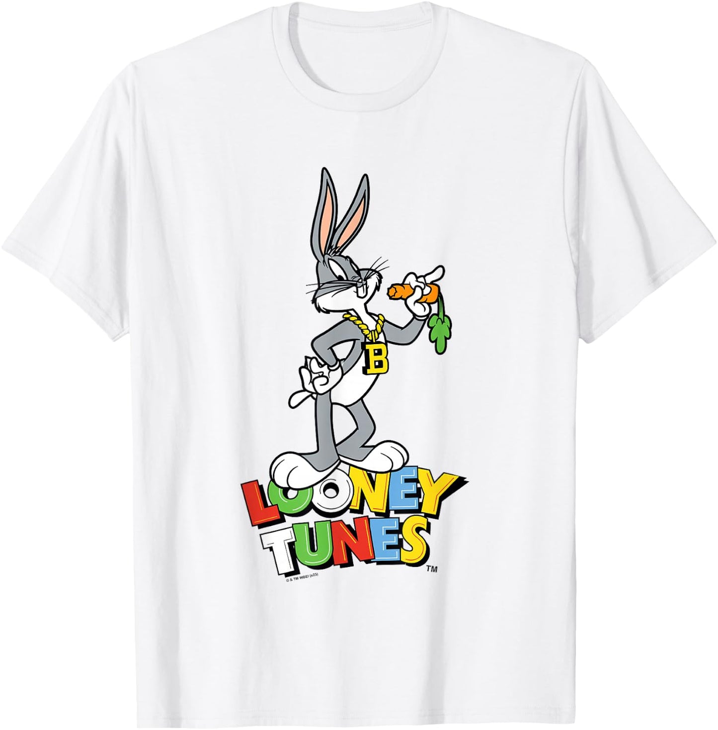 Looney Tunes Bugs Bunny With Bling Collar Portrait T-Shirt - T-Shirt | White