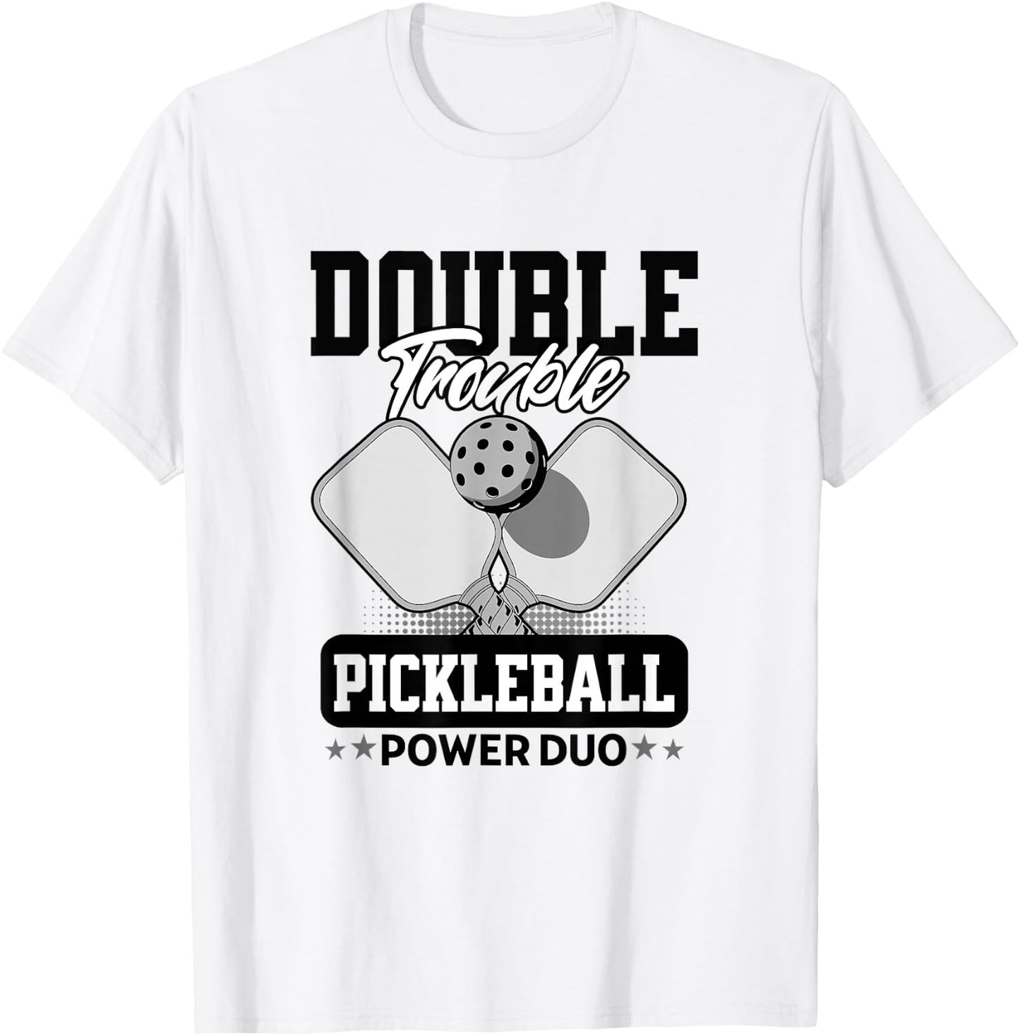 Pickleball Doubles Trouble Tournament Matching T-Shirt - T-Shirt | White