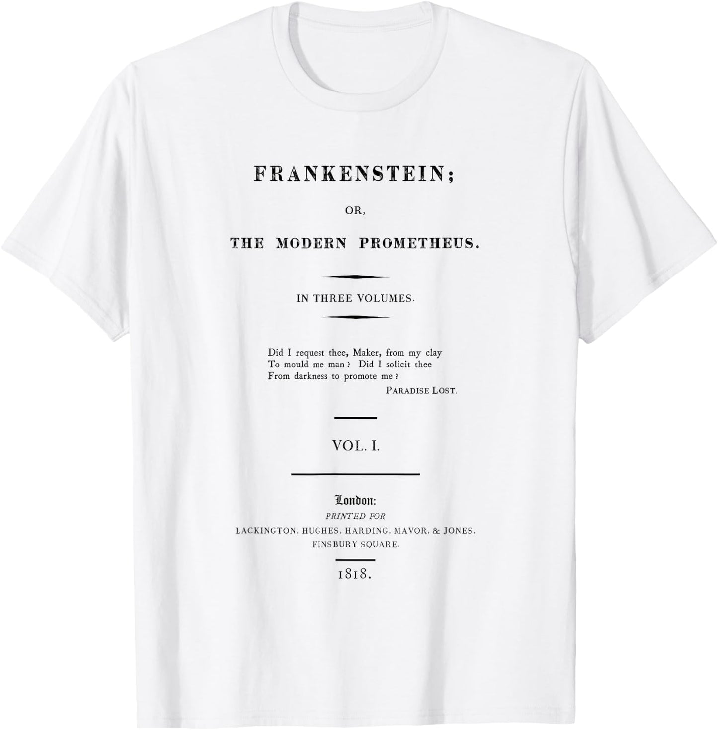 Frankenstein Title Page Literary Book Design T-Shirt - T-Shirt | White