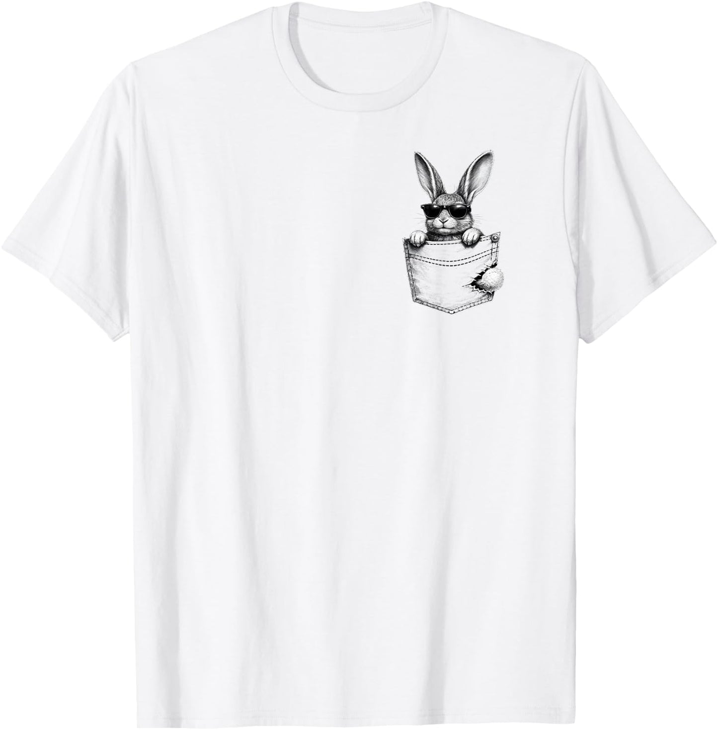 Cute and Funny Bunny in a Fake Pocket Rabbit T-Shirt - T-Shirt | White
