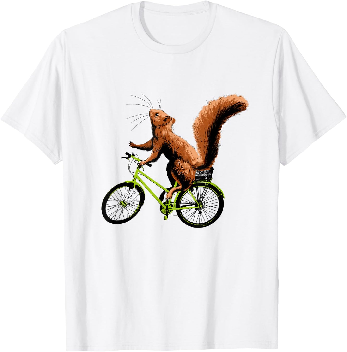 Squirrel Riding a Bicycle - Funny Cycling Shirt T-Shirt - T-Shirt | White