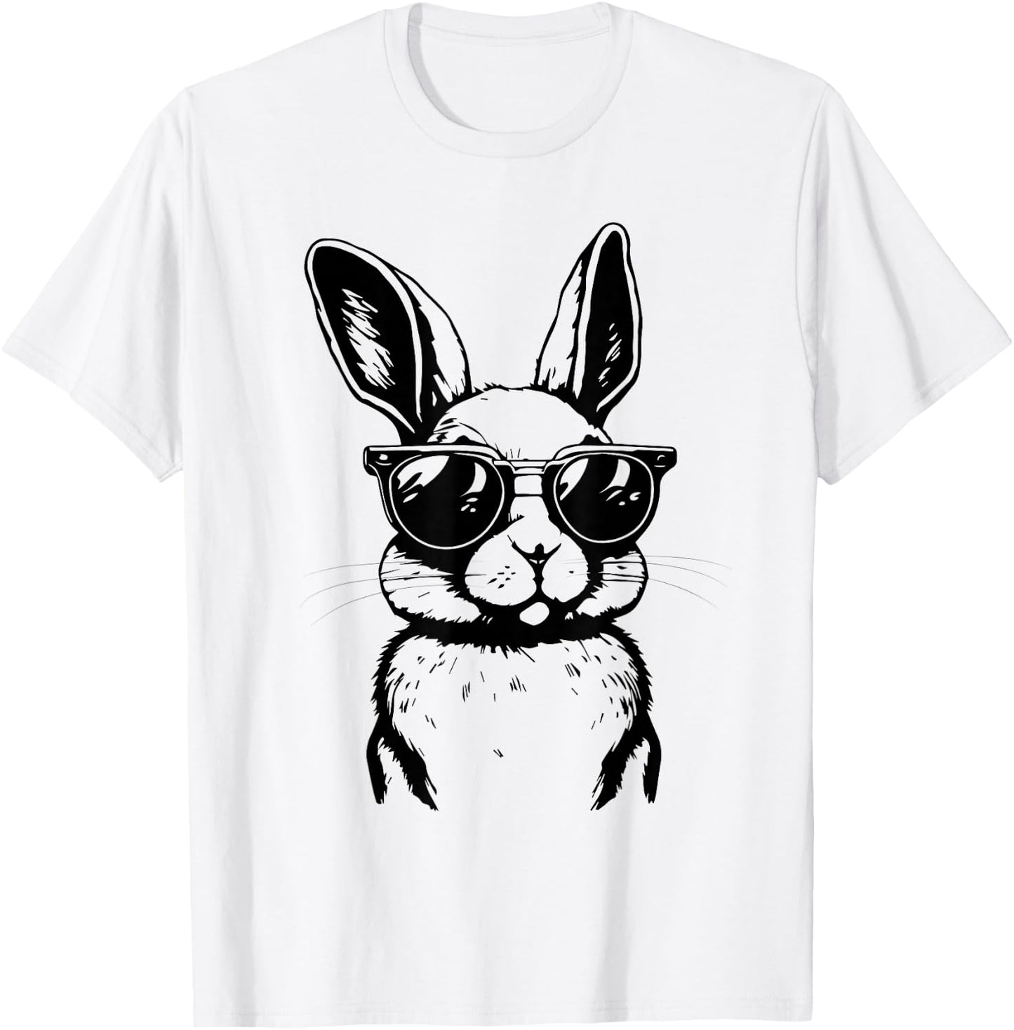 Bunny Face with Sunglasses for Boys Men Kids Easter Day Small T-Shirt - T-Shirt | White