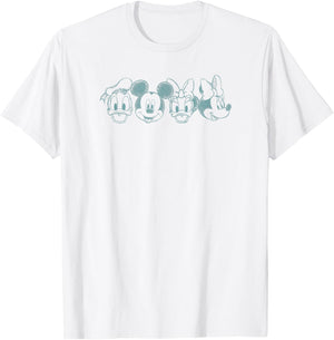 Disney Mickey And Friends Best Friends Simple Sketches T-Shirt - T-Shirt | White