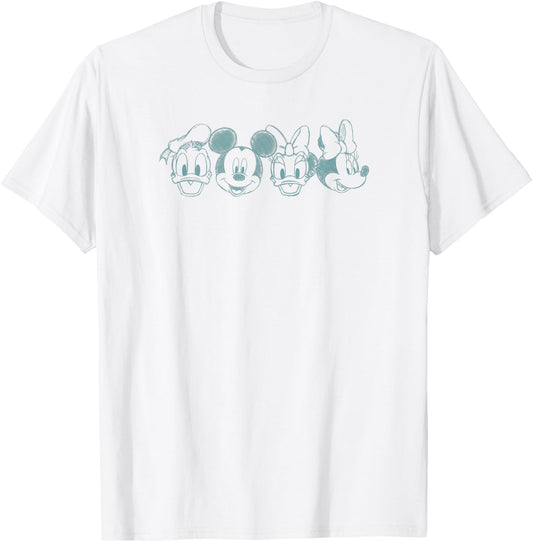 Disney Mickey And Friends Best Friends Simple Sketches T-Shirt - T-Shirt | White