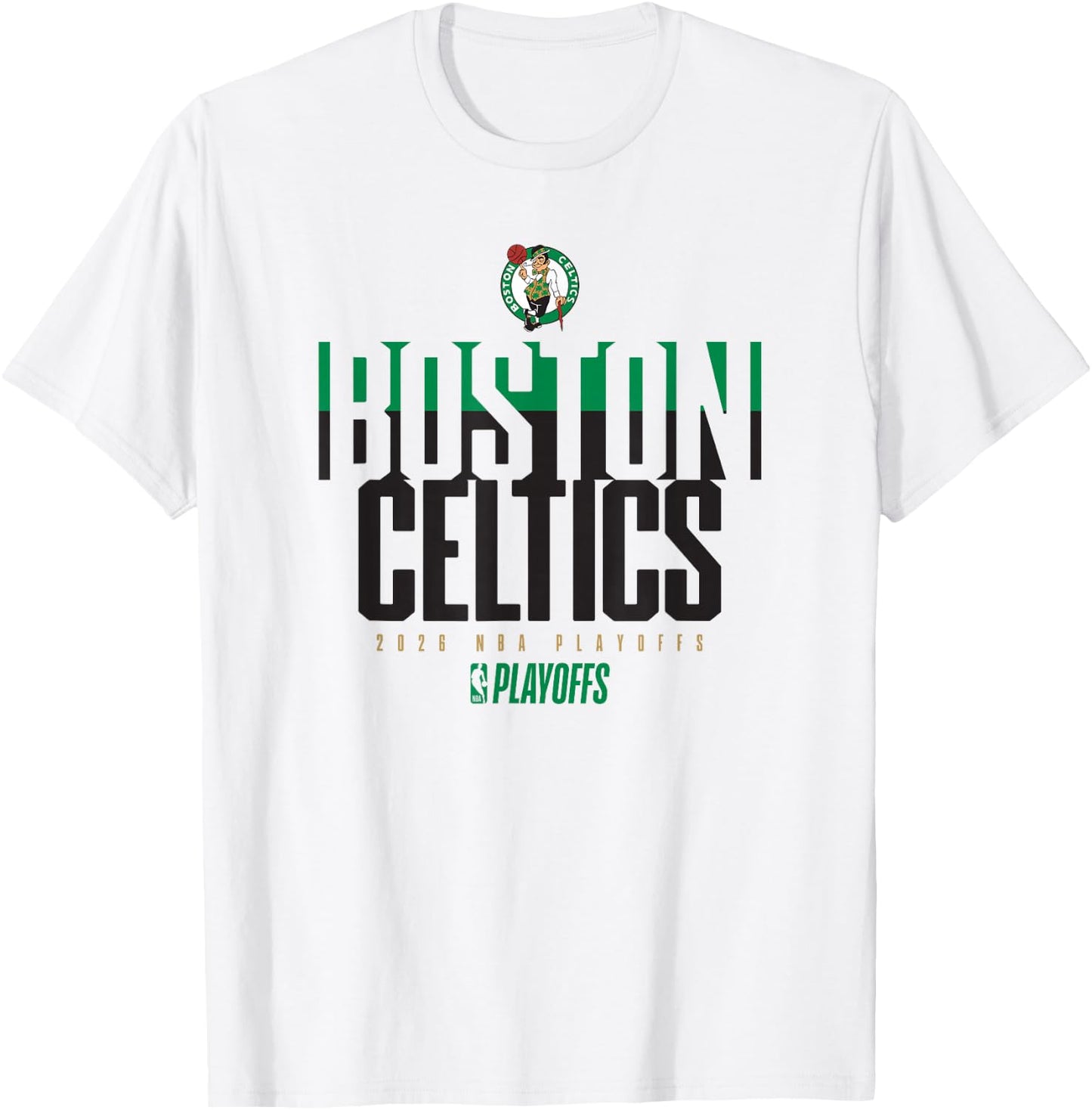 NBA Official 2026 Playoffs Boston Celtics Stacked Up T-Shirt - T-Shirt | White