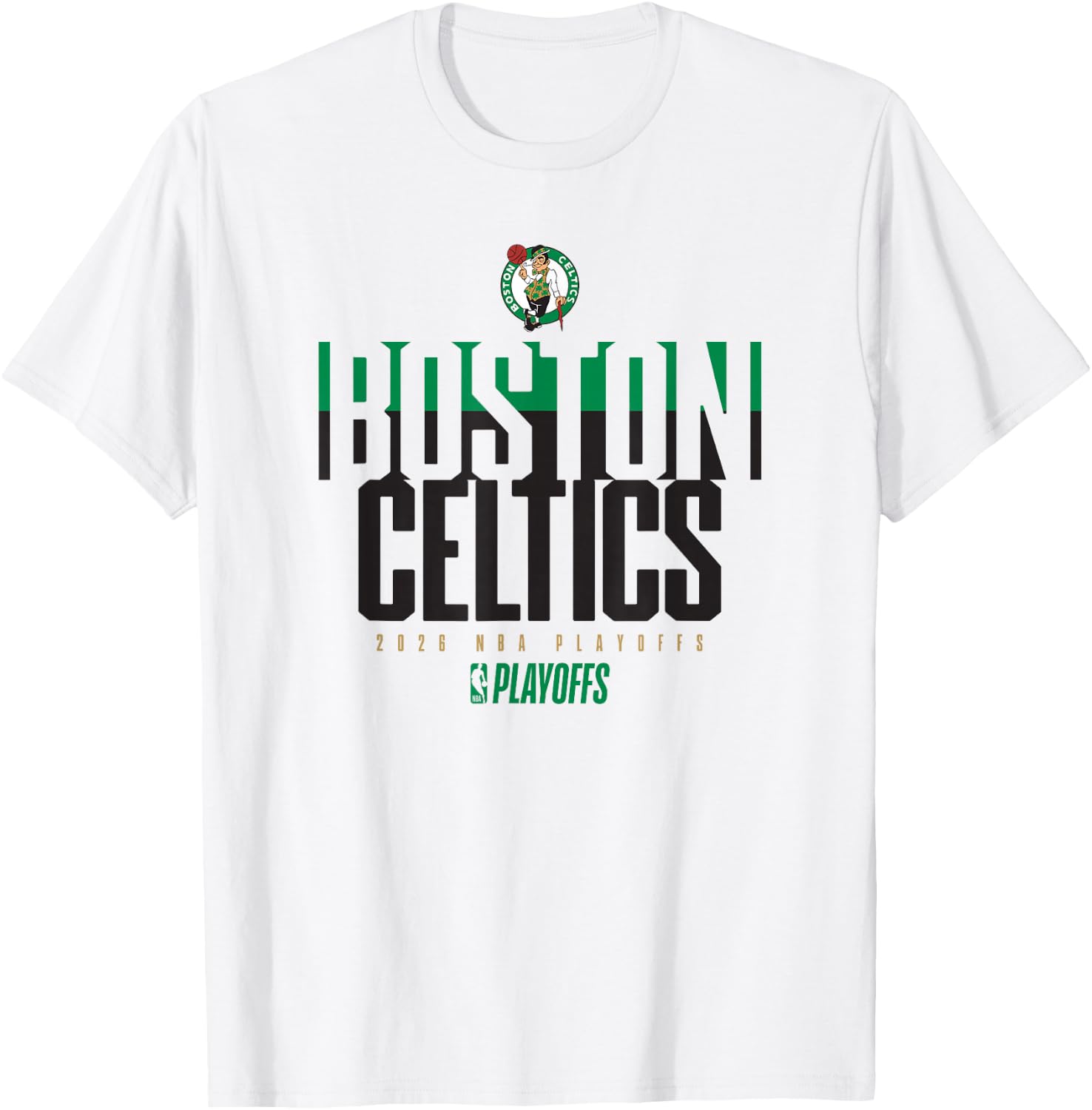 NBA Official 2026 Playoffs Boston Celtics Stacked Up T-Shirt - T-Shirt | White