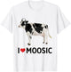 I Love Music Headphones Cow "I Heart Moosic" Funny Pun T-Shirt - T-Shirt | White