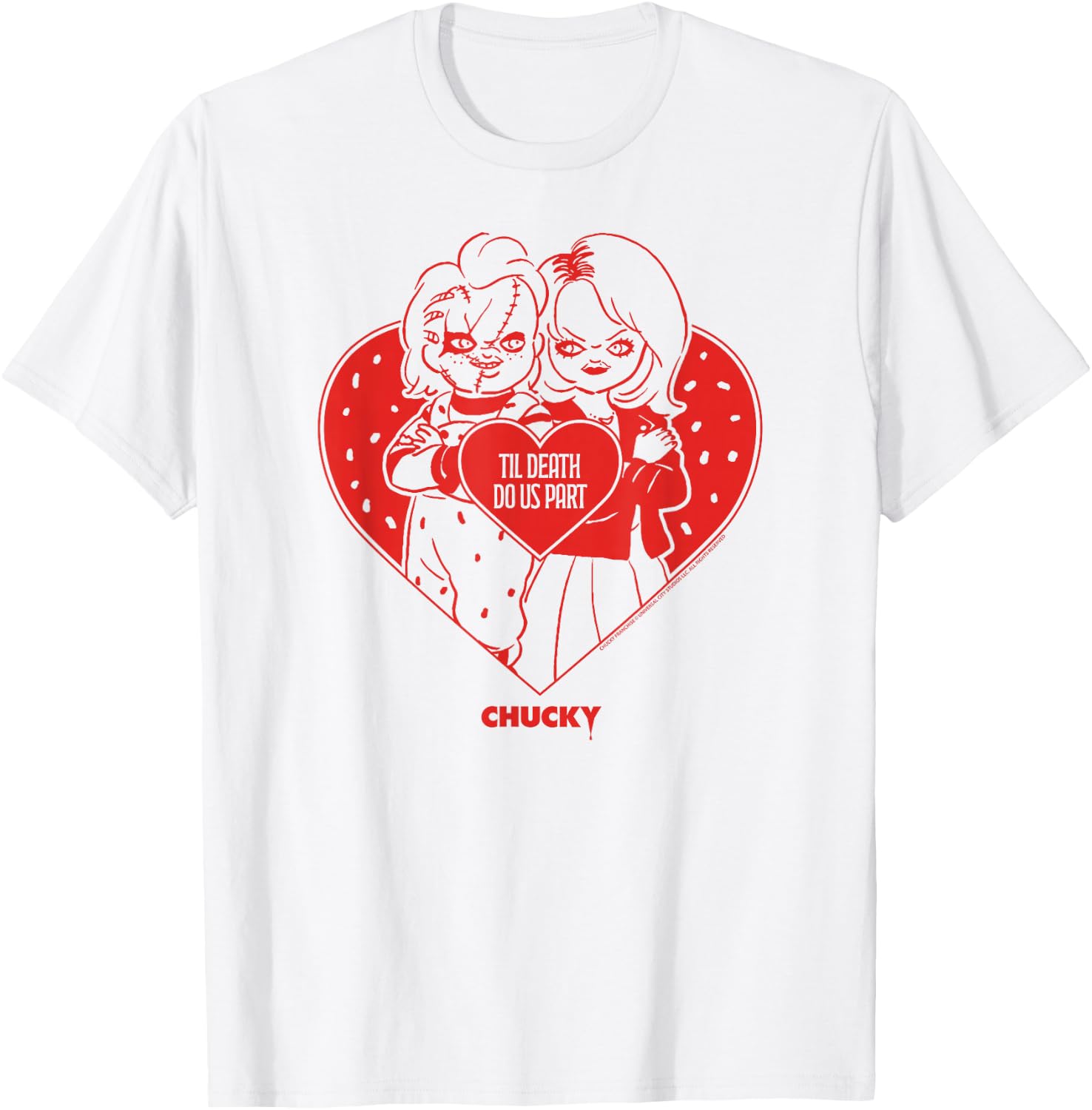 Chucky & Tiffany Til Death Do Us Part Valentine T-Shirt - T-Shirt | White
