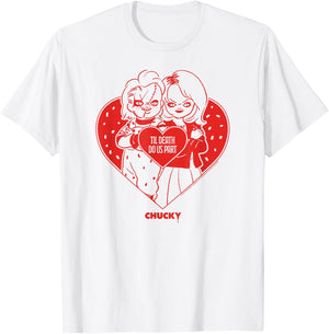 Chucky & Tiffany Til Death Do Us Part Valentine T-Shirt - T-Shirt | White