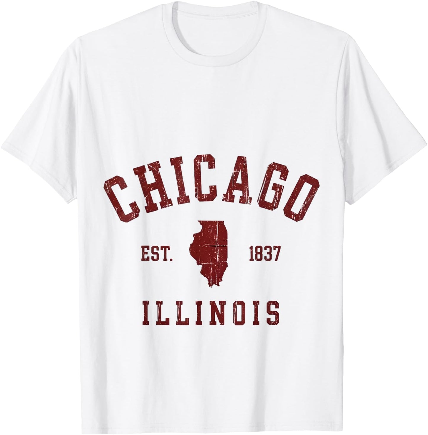 Chicago Illinois Est 1837 Vintage Style T-Shirt - T-Shirt | White